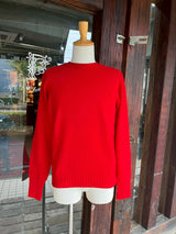 ドルモア　ラムウール　ミドルゲージ　クルーネックニット　RED