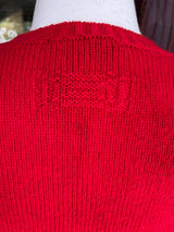 ドルモア　ラムウール　ミドルゲージ　クルーネックニット　RED