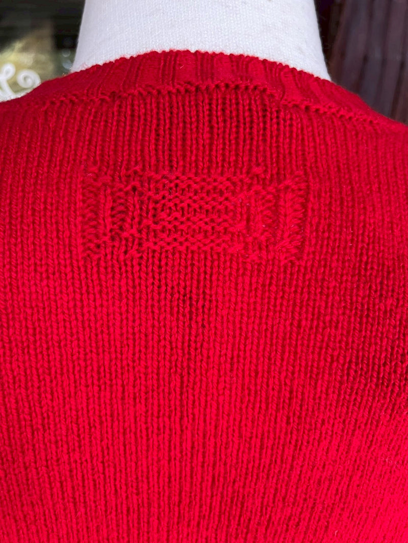 ドルモア　ラムウール　ミドルゲージ　クルーネックニット　RED