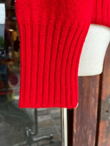 ドルモア　ラムウール　ミドルゲージ　クルーネックニット　RED